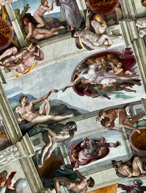 Chapel Ceiling, Michelangelo Paintings, Ceiling Painted, Adam Johnson, Sistine Chapel Ceiling, The Sistine Chapel, Automatic Drawing, Surreal Tattoo, Statue Tattoo