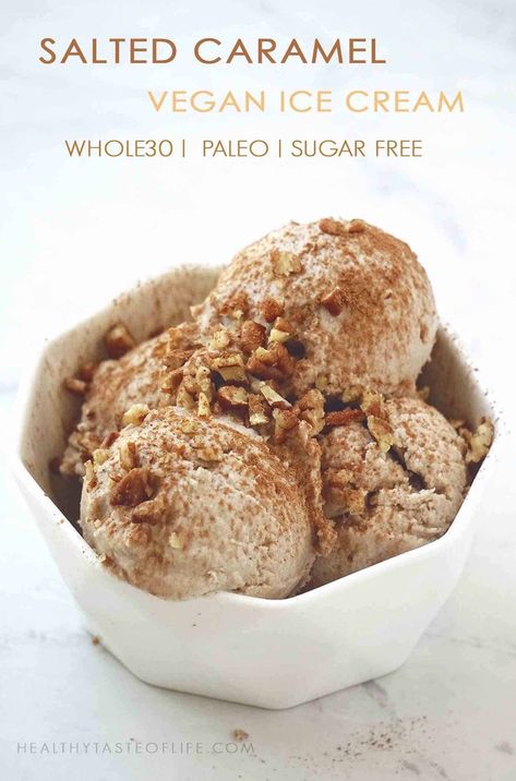 Ice Cream Recipes Vegan, Swiss Chard Recipes Easy, Cashew Ice Cream, Whole 30 Dessert, Paleo Ice Cream, Salted Caramel Ice Cream, Chard Recipes, Caramel Ice Cream, Dairy Free Ice Cream