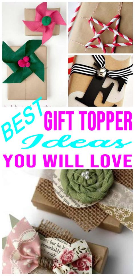 Crafts Using Ribbon Easy Diy, Wrapping Paper Flowers Diy, Christmas Present Toppers Diy, Gift Wrap Toppers, Present Toppers Christmas, Christmas Gift Toppers Diy, Unique Bows For Gifts, Gift Toppers Christmas, Birthday Present Wrapping Ideas