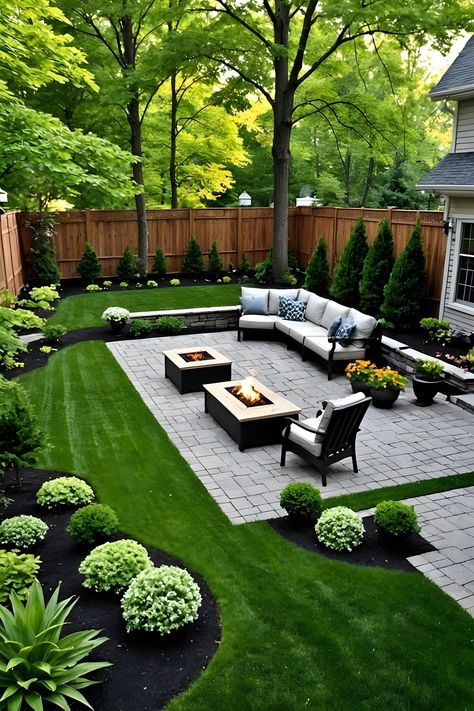 Garden Remodel Ideas, Large Flat Backyard Ideas, Backyard Stone Landscaping, Backyard Patio Landscaping Ideas, Farmhouse Backyard Landscaping, Small Backyard Oasis With Pool, Small Backyard Renovations, Quarter Acre Backyard Ideas, Large Backyard Design Layout