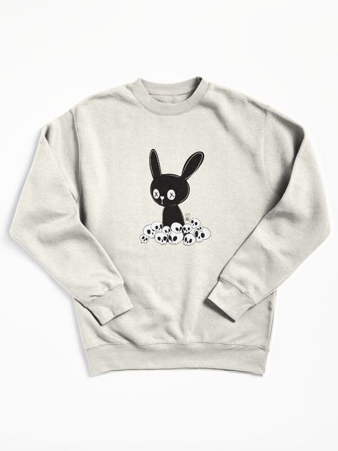 Rabbit Skeleton, Scarf Illustration, Goth Harajuku, Harajuku Sweatshirt, Green Scarf, Sweatshirt Cute, Cute Rabbit, Cute Sweatshirts, Accessories Decor