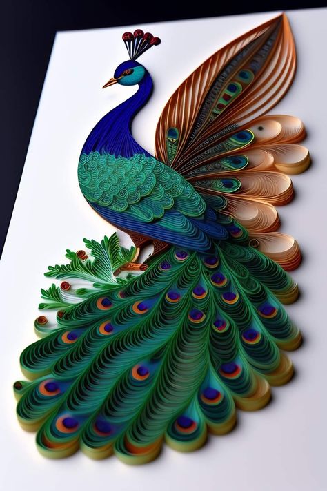 Animal Quilling, Peacock Quilling, Quilled Peacock, Krishna Decoration, Quiling Paper Art, Diy Quilling Crafts, Quilling Paper Art, Quilling Flower Designs, Quilling Animals