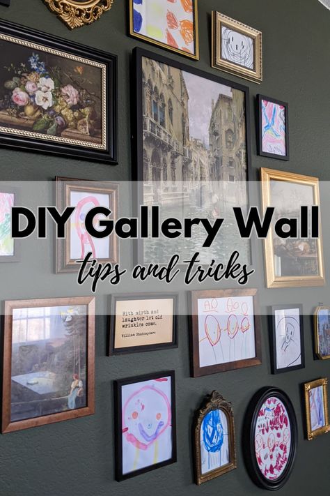 Discover gorgeous gallery wall ideas that will transform your space. Learn how to design a gallery wall with my top gallery wall tips for a beautiful and personalized touch. Wall Gallery Ideas Dining Room, Cottage Gallery Wall Ideas, Craft Room Gallery Wall, Creating A Gallery Wall, How To Gallery Wall Layout, Wall Picture Collage Ideas Living Rooms, How To Make A Gallery Wall, How To Hang A Gallery Wall, Gallery Wall Ideas With Shelves