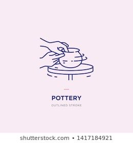 Handcraft Logo Design, Pottery Illustration Drawings, Pottery Branding Design, Clay Logo Design, Pottery Clipart, Pottery Logo Design Ideas, Pottery Tattoo Ideas, Pottery Logos, Ceramic Logo Design