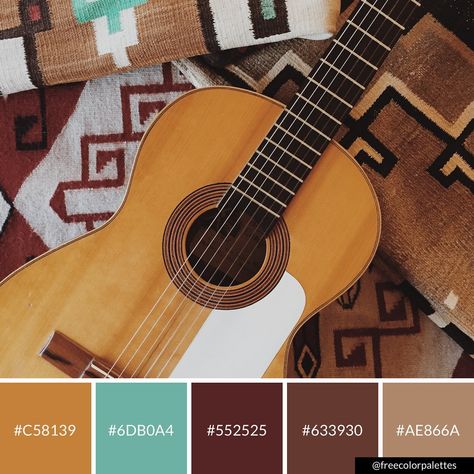 Bohemian | Guitar | Browns | Color Palette Inspiration. | Digital Art Palette And Brand Color Palette. Bohemian Color Palette, Bohemian Music, Color Palette Inspiration, Fall Palette, Art Palette, Mobile Icon, Brown Color Palette, Palette Inspiration, Music Coloring