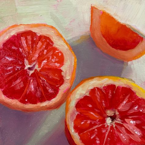 Here’s an oilpainting of some grapefruit pieces! Spreading some sunshine on a dreary day. Available in my shop - 15x15cm #oilpainting #fruitlover #grapefruit #stilllife A Level Art Sketchbook, Orange Painting, Grapefruit Oil, Wooden Panel, Fruit Painting, Ap Art, Fruit Art, Color Pencil Drawing, Art Inspiration Painting