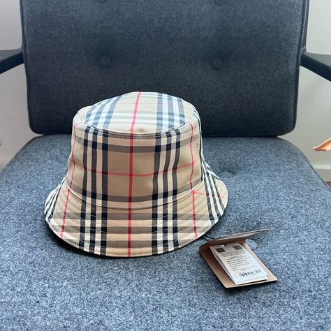 Women’s Burberry Bucket Hat. Tan Plaid. Never Worn. Size Large Burberry Bucket Hat, Tan Plaid, Burberry Accessories, Burberry Hat, Bucket Hat, Burberry, Plaid, Women Accessories, Hats