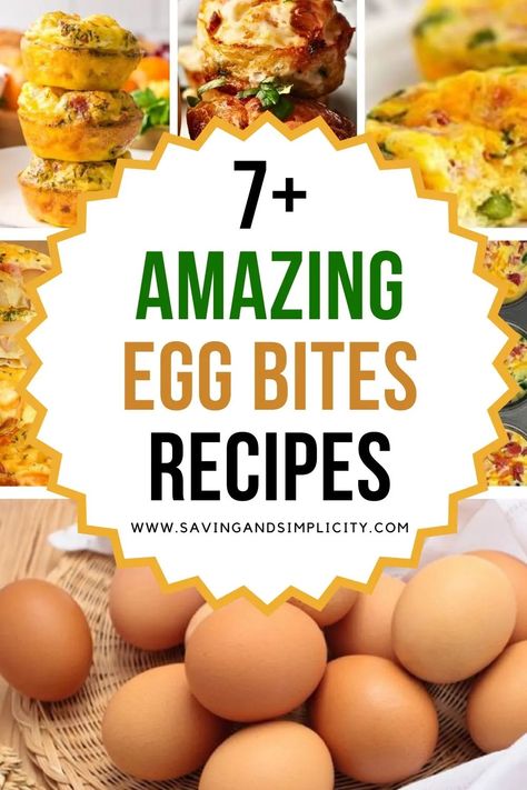 Craving an super easy breakfast on the go?  7+ cheap & easy egg bites recipes including a Starbucks egg bite copycat recipe. Easy egg bites, cheddar bacon egg bites.  Breakfast ideas, snacks, high protein breakfast ideas, easy after school snacks. Meal prep, super easy make ahead breakfasts you can have ready to go for busy weekdays. Egg Bites Protein, Breakfast Bites Egg, Make Ahead Egg Bites, Egg Bites Breakfast, Copycat Egg Bites Starbucks, Protein Egg Bites Muffin Tins, Meal Prep Egg Bites, Better Than Starbucks Egg Bites, Meal Prep Egg Bites Protein