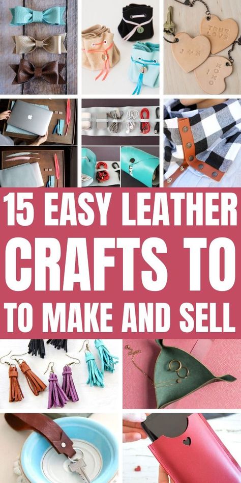 Things to make out of leather scraps that you can make and sell for profit. Also includes leather projects for guys and leather jewelry diy for girls. Leather Crafts To Sell, Make And Sell Christmas, Leather Craft Ideas, Craft Ideas To Sell, Projects To Make And Sell, Leather Purse Pattern, Leather Accessories Diy, Ideas To Sell, Leather Working Projects