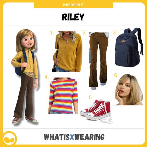 Are you the kind of person who wears their emotions on their sleeve? Then dress like Riley, the lead character from Disney's Inside Out with our easy costume guide! Riley Inside Out Costume Ideas, Book Day Characters Costumes, Dressing Up As Inside Out Characters, Easy Inside Out Costumes, Inside Out 2 Themed Outfits, Riley Inside Out Costume, Inside Out 2 Halloween Costume, Inside Out 2 Costume, Inside Out 2 Outfits