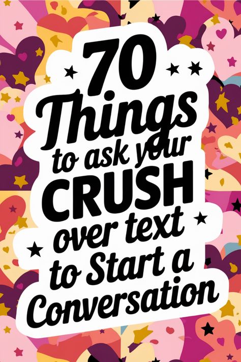 Looking to spark up a conversation with your crush over text but not sure where to start? Try these 70 engaging questions to ask! From light-hearted inquiries to thought-provoking prompts, these questions will help you get to know your crush better and keep the conversation flowing. Whether you're just getting to know each other or looking for deeper connections, these conversation starters are perfect for any texting situation. Start chatting away and watch as your relationship blossoms through Questions To Get To Know Your Crush, What Do I Text My Crush, Things To Ask Ur Crush Over Text, How To Start A Convo Over Text, What To Talk To Your Crush About, How To Keep A Conversation Going On Text, Conversation Starters For Crush, Convo Starters Crush Text, Question To Ask Your Crush