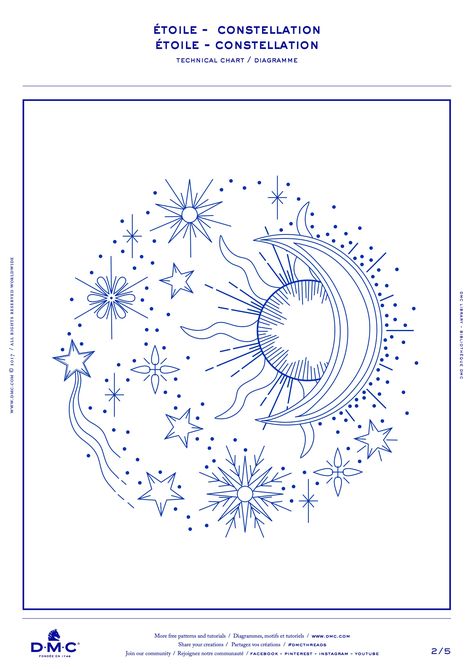 Moon Phase Embroidery Pattern, Funky Embroidery Patterns, Embroidery Hoop Alternative, Stars Embroidery Pattern, Moon And Sun Embroidery, Space Embroidery Designs, Free Pdf Embroidery Pattern, Embroidery Patterns Free Templates Stitching, Dmc Embroidery Patterns