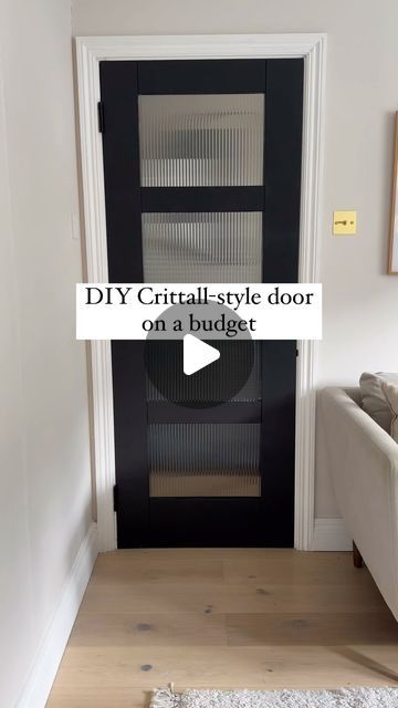 Imogen Stead | First-time renovator & DIY-er on Instagram: "ad this project has been four years in the making 🤣 but I’ve finally finished the door I dreamed of when we first did up the living room back in 2020. I really wanted a Crittall style door but they were so expensive so I decided to DIY it. I bought a glazed door from a DIY shop, painted it black with some leftover paint from another project, and then added this amazing reeded glass film from @surface.designs to really elevate the look 🙌 what do you think? ⬇️ 

You can get 20% off @surface.designs using the code Imogen20 ❤️

#diy #diyprojects #upcycle #upcycling #renovation #reno #interiordesign #interiorstyling #homesonabudget #budgeting #myidealhome #victorianterrace #budgethome" Crittal Doors, Reeded Glass, Diy Shop, Leftover Paint, Victorian Terrace, Glazed Door, Door Makeover, Bedroom Doors, Diy Door