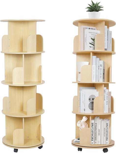 mosegor 4-Tier Rotating Bookshelf, 360° Rotating Wooden Tall Revolving Bookcase with Castors, Free Standing Corner Book Shelf for Bedroom Living Room Study Office, Kids Bookcase, White : Amazon.co.uk: Home & Kitchen Corner Book Shelf, Rotating Bookshelf, Shelf For Bedroom, Revolving Bookcase, Bookcase White, Kids Bookcase, Living Room Study, Shelves In Bedroom, Study Office