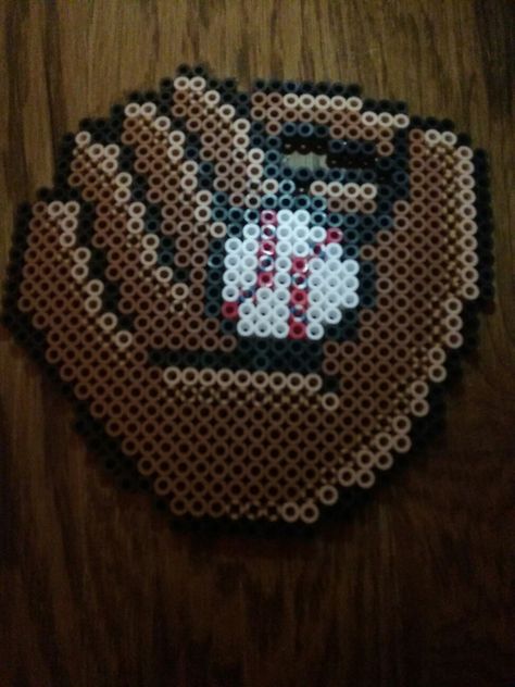 Baseball Perler Beads, Baseball Perler Bead Pattern, Godzilla Party, Melted Beads, Melt Beads Patterns, Crochet Graphs, Easy Perler Bead Patterns, Perler Ideas, Beads Patterns