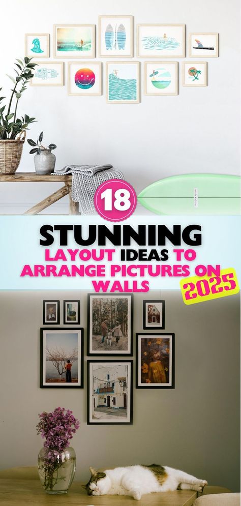 Unlock the secret to perfect picture wall arrangements with these 18 stunning ideas. Maximize your space and elevate your room’s decor with stylish wall layouts. Floor To Ceiling Photo Gallery Wall, Picture Organization Ideas On Wall, How To Hang Horizontal And Vertical Pictures Together, Hanging Pictures On The Wall Ideas Living Rooms, 11x14 Gallery Wall Layout, Picture Wall Arrangements, Picture Placement On Wall, Hanging Pictures On The Wall Ideas, Above The Couch Wall Decor