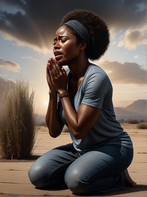 Picture Of A Woman Praying, People Praying Photography, Black Women Praying Images, Prayer Pose Reference, Woman Praying Art, Prayer Warrior Woman, Woman Praying Images, Praying Black Woman, Black Woman Praying