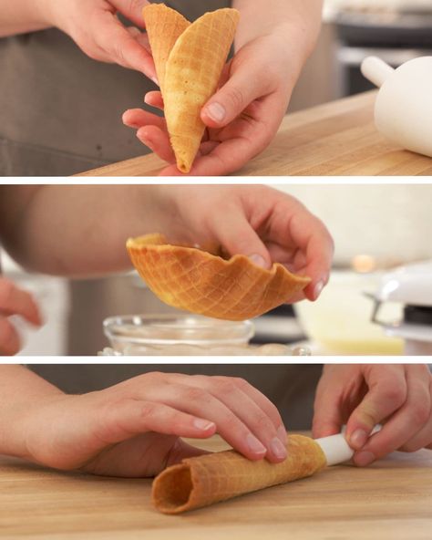 Crunchy Ice Cream Cone Recipe : Crispy Delights Made Simple Ice Cream Cone Recipe, Homemade Waffle Cones, Cone Recipes, Ice Cream Cone Diy, Homemade Ice Cream Cone, Ice Cream Cones Recipe, Waffle Cone Recipe, Waffle Cone Maker, Savory Waffles