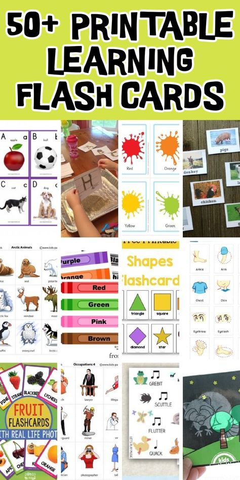 Text: printable learning flash cards for kids - printed pdf versions of a variety of learning flashcards for kids - Kids Activities Blog Esl Flashcards Free Printable, Phonics Flashcards Free Printable, Flashcards For Kids Printables, Flash Cards For Kids, Alphabet Flash Cards Printable, Flash Card Template, Baby Flash Cards, Free Flashcards, Addition Flashcards