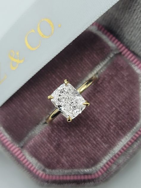 Elongated Cushion Engagement Ring Gold, Cushion Engagement Ring Gold, Graff Engagement Ring, Cushion Solitaire, Cushion Cut Solitaire, Elongated Cushion Cut, Elongated Cushion, Cushion Engagement Ring, Yellow Engagement Rings