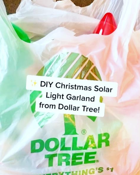 Amy Hill on Instagram: “✨DIY Christmas Solar Light Garland from @dollartree! 🎄 #solarlights #dollartreefinds #dollartreecrafts #dollartree #dollartreediy…” Wreaths Videos, Solar Christmas Lights, Dollar Tree Finds, Dollar Tree Christmas, Outdoor Wreaths, Diy Solar, Solar String Lights, Light Garland, Instagram Diy