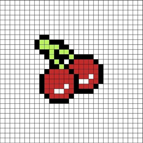 Cherry Pixel Art, Pixel Doodle, Small Pixel Art Ideas, Red Pixel Art, Mini Pixel Art, Pixel Art Mini, Small Pixel Art, Pixel Art Animals, Image Pixel Art