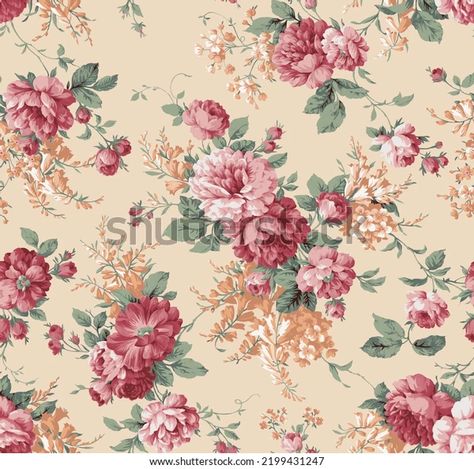 Embossed Natural Dualtones Roses Flowers Cream Stock Illustration 2199431247 | Shutterstock Flower Allover, Rose Flower Pattern, Crafting Inspiration, Allover Design, Textile Prints Design, Borders Design, Digital Borders Design, Embroidery Designs Fashion, Flower Art Painting