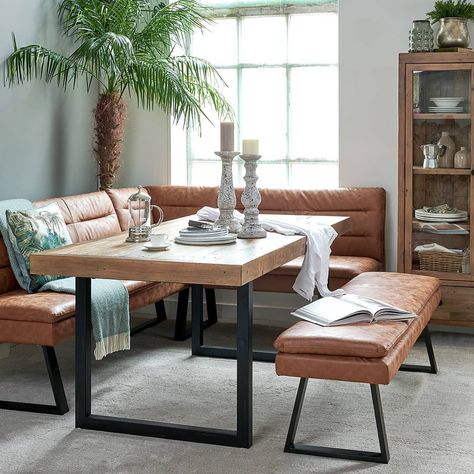 Kitchen Couch, Dining Table Industrial, Reclaimed Wood Table Top, Small Table And Chairs, Industrial Style Table, Sofa Dining, Room Bench, Corner Bench, Table Industrial