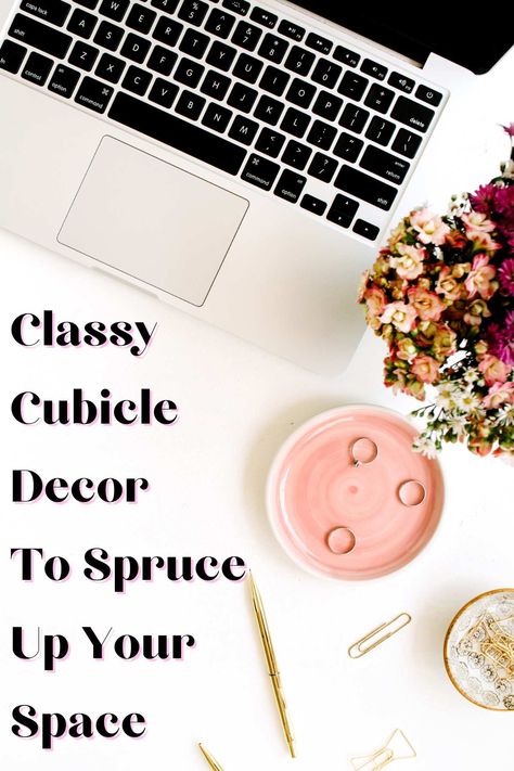 Classy Cubicle Decor To Spruce Up Your Space - Pink Pop Design Glam Cubicle Decor, Minimalist Office Cubicle, Office Cubicle Inspiration, Cozy Cubicle Decor, Witchy Cubicle Decor, Cube Decorating Ideas Cubicles, Small Cubicle Decor Office Work Spaces, Cubical Decoration Ideas, Cubicle Decor Office Modern