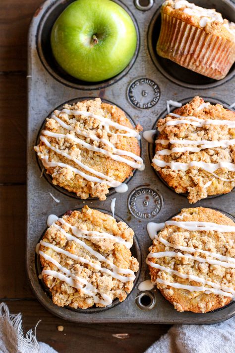 Paleo Apple Crumb Protein Muffins - WholeFoodFor7 Whole30 Breakfast Muffins, Apple Protein Breakfast, Apple Paleo Recipes, Apple Cinnamon Protein Muffins, Almond Flour Protein Muffins, Protein Apple Crumble, Paleo Protein Muffins, Gf Protein Muffins, High Protein Paleo Meals