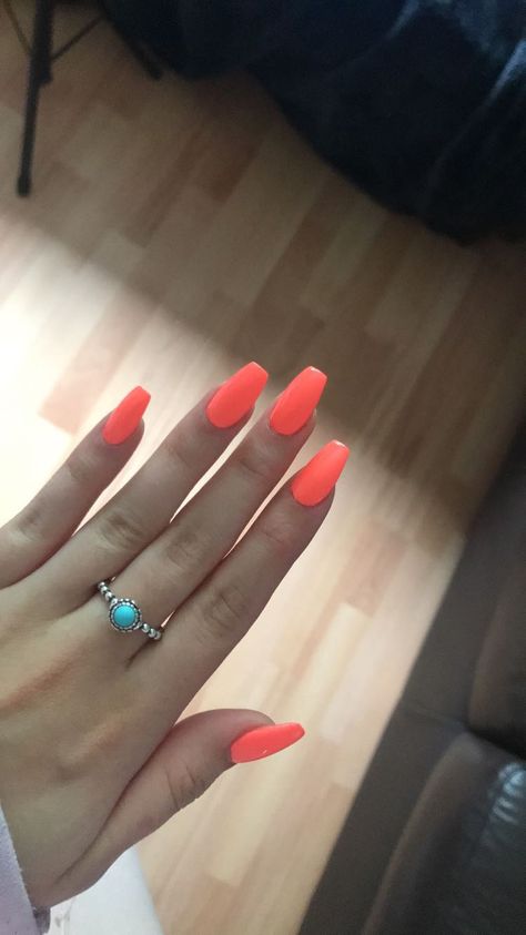 Coral Orange Nails Acrylic, Regular Nails Ideas, Coffin Shaped Acrylic Nails, Nail Dipping Powder Colors, Western Nails, Long Square Nails, Country Nails, Lilac Nails, Diy Sandals