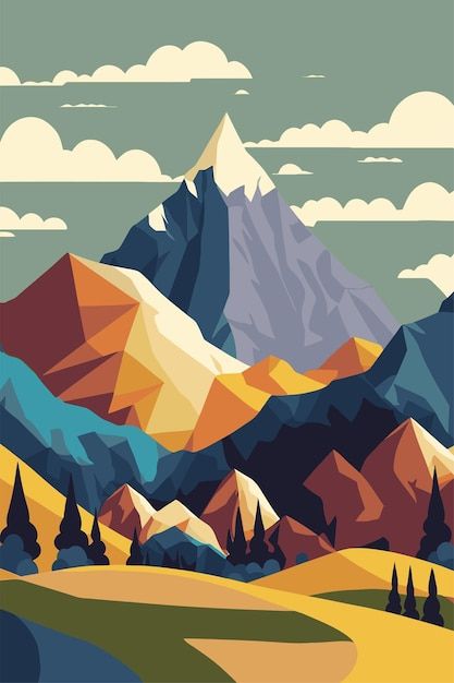 Rocky Mountain Drawing, Modern Packaging Design, 3d Poster, Mountain Drawing, Modern Packaging, Wallpaper Images, Mountain Scene, Phone Wallpaper Images, Colorful Landscape