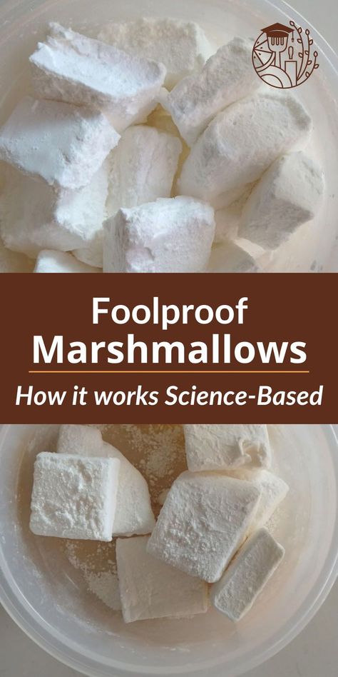 Marshmallows With Gelatin, Marshmallow Recipe With Egg Whites, Egg White Marshmallow Recipe, Agar Marshmallow Recipe, Marshmallow Recipe Without Gelatin, Marshmallow Science, Diy Marshmallows, Best Marshmallow Recipe, Home Made Marshmallows