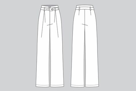 Premium Vector | Woman pants vector woman clothes pantaloon pants technical drawing Pants Technical Drawing, Pantaloon Pants, Flat Pattern, Woman Pants, Woman Clothes, Flats Patterns, Pants Womens, Technical Drawing, Premium Vector