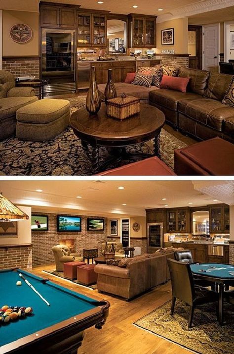 42+ Stunning Man Cave Ideas & Designs For Successful Men In 2021 Finished Basement Bars, Rec Room Ideas, Basement Rec Room, Pool Table Room, Game Room Basement, Man Cave Basement, Table Room, Man Cave Home Bar, Basement Bedrooms