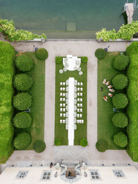 Lake como wedding ceremony set up drone shot birds eye view Villa Balbiano Wedding, Wedding Lake Como, Luxurious Villa, Wedding Lake, Lake Como Wedding, Modern Couple, Wedding Ceremonies, Dreamy Wedding, Italy Wedding