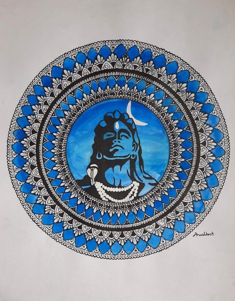 #anushkarts Devotional Mandala Art, Mandela Art Shiv, Adiyogi Shiva Mandala Art, Bholenath Mandala Art, Mandala Art Acrylic Paint, Beautiful Mandala Art Unique, Adiyogi Mandala Art, Shivji Mandala Art, Shiv Lippan Art