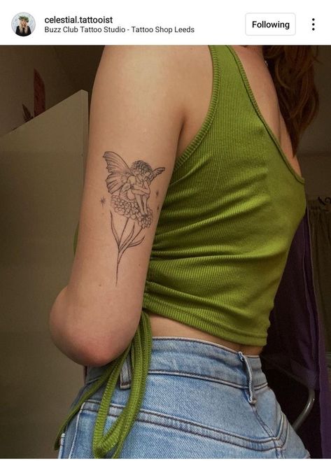 Fairy In Flowers Tattoo, Sugarplum Fairy Tattoo, Flower Fairies Cicely Mary Barker Tattoo, Daisy Fairy Tattoo, Fairy On A Flower Tattoo, Fairy Flowers Tattoo, Fairy Sitting On Flower Tattoo, Fairy Toadstool Tattoo, Cicely Mary Barker Tattoo