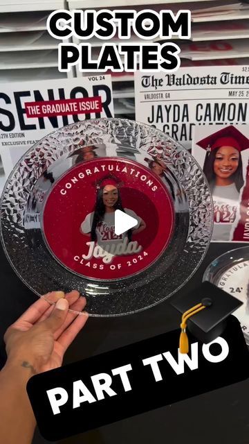 M LaShea & Company on Instagram: "Here’s part two! Be sure to tag me when you make your own… I’d love to see! ❤️ #custom #customplates #graduate #graduation #DIY #crafts #sublimation #partyfavors #partydecor" Trunk Party Centerpiece Ideas, Diy Grad Party Centerpieces, Graduation Cap Centerpiece Ideas, Graduation Party Centerpieces Diy, Caribbean Gyal, Graduation Centerpiece Ideas, Diy Graduation Party Ideas, Diy Graduation Party Centerpieces, Graduation Diy Decorations