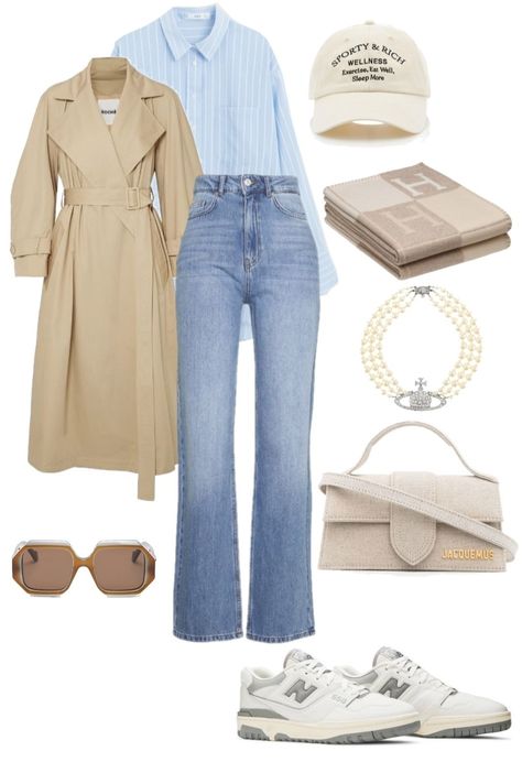 Blue Shirt Fall Outfits, Old Money Trench Coat Outfit, Old Money Aesthetic Autumn Outfit, Blue Jeans Outfit Ideas Women, Old Money Style Shoes Woman, Old Money New Balance, Old Money Style Jeans, Blue Shirt Winter Outfit, Outfit Ideas Blue Shirt