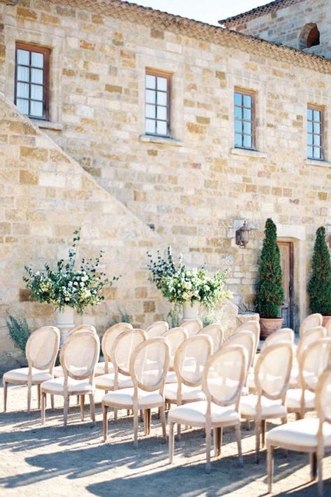 french vineyard wedding kathy kuo home Sunstone Winery Wedding, French Country Wedding, Paradise Wedding, Ceremony Design, Tuscan Wedding, Ceremony Inspiration, French Wedding, Old Stone, Wedding Ceremony Decorations