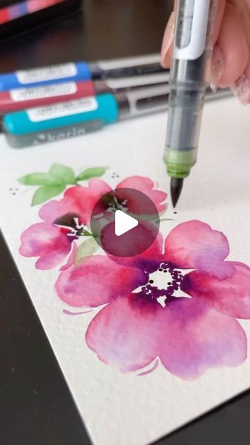 50K views · 10K likes | Karin on Instagram: "“Disappearing Flowers” 🙃 beautifully painted by @femvisionary with our Brushmarker PRO @karinmarkers   Check out @femvisionary’s feed and get inspired by her art!  #looseflorals #onestrokepainting #underthefloralspell #grownnotflown #thefloralseason #trendingflorals #watercolortutorial #karinmarkers #brushpen #karinbrushmarkerpro  music licensed by Splice" Karin Markers Art, Watercolour Brush Pen Art, Brush Pen Flowers, Brushpens Art, Water Brush Pen, Brush Pen Art, Watercolor Brush Pen, 50k Views, Music Licensing