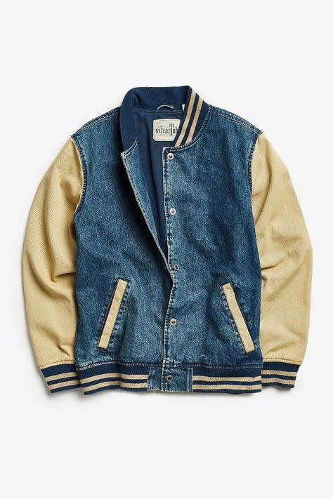 Levi's Levi’s Silvertab Varsity Jacket Denim Varsity Jacket, Fred Jones, The Bright Sessions, Varsity Jacket Outfit, Levis Jacket, Creation Couture, Letterman Jacket, Dream Clothes, Jacket Outfits