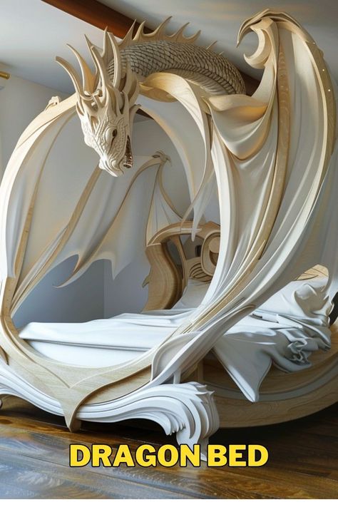 Fantasy Decor Ideas, Fantasy House Decor, Dragon Home Decor, Fantasy Room Ideas, Dragon Bedroom Ideas, Mystical Bedroom Ideas, Fantasy Room Decor, Fantasy Bed, Dragon Bedroom