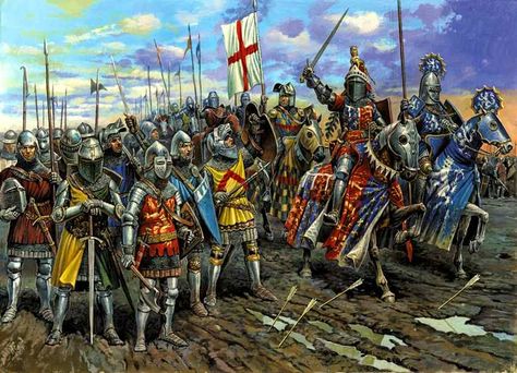 Medieval Wars: The Battle of Agincourt 1415 | via @learninghistory Battle Of Agincourt, English Knights, Dungeons And Dragons Decor, Dungeons And Dragons Figures, Medieval Warfare, Historical Warriors, High Middle Ages, Medieval Knights, Dungeons And Dragons Classes