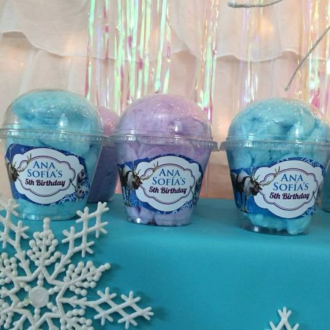 Frozen Candy Table Ideas, Frozen Cotton Candy, Frozen Candy Table, Candy Bar Frozen, Frozen Birthday Party Food, Candy Buffet Table, Frozen 3rd Birthday, Frozen Party Favors, Elsa Birthday Party