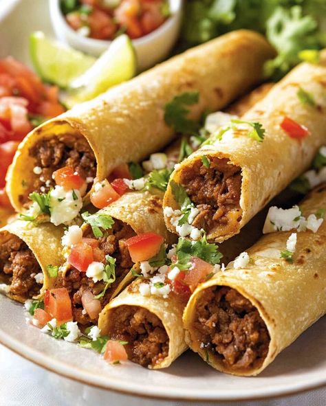 Carne Asada Taquitos, Beef Toqitoes, Pioneer Woman Taquitos, Oven Flautas, Venison Taquitos, Flautas Recipe Beef, Rolled Taquitos, Healthy Taquitos, Beef And Cheese Taquitos