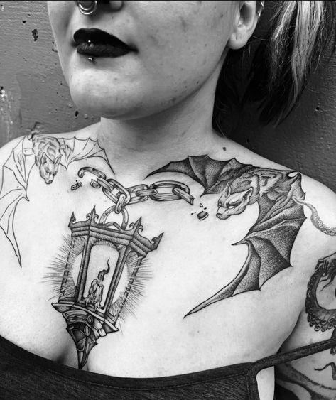 Gothic Shoulder Tattoo, Goth Shoulder Tattoo, Goth Chest Tattoos For Women, Goth Chest Tattoo Female, Goth Chest Tattoo, Gothic Flower Shoulder Tattoo, Shoulder Tattoo, Tatting, Tattoo Ideas