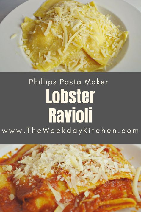 Homemade ravioli is so easy with the Philips pasta maker (and a great way to use up leftover seafood!) Made easy with my step by step instructions and pictures of the process. Pasta Maker Recipes, Phillips Pasta Maker Recipes, Ravioli Dough Recipe, Philips Pasta Maker Recipes, Phillips Pasta Maker, Kitchenaid Pasta Maker, Shrimp Ravioli, Presto Pasta, Ravioli Dough