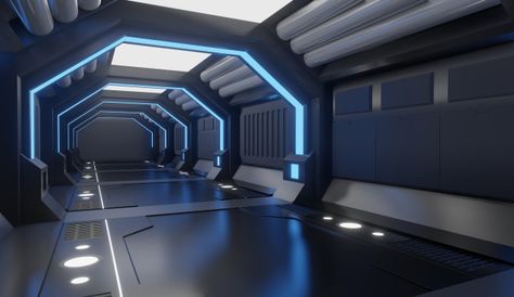 Spaceship Hallway, Futuristic Spaceship Interior, Space Ships Interior, Sci Fi Interior, Spaceship Room, Sci Fi Hallway, Dark Futuristic, Scifi Interior, Spaceship Interior